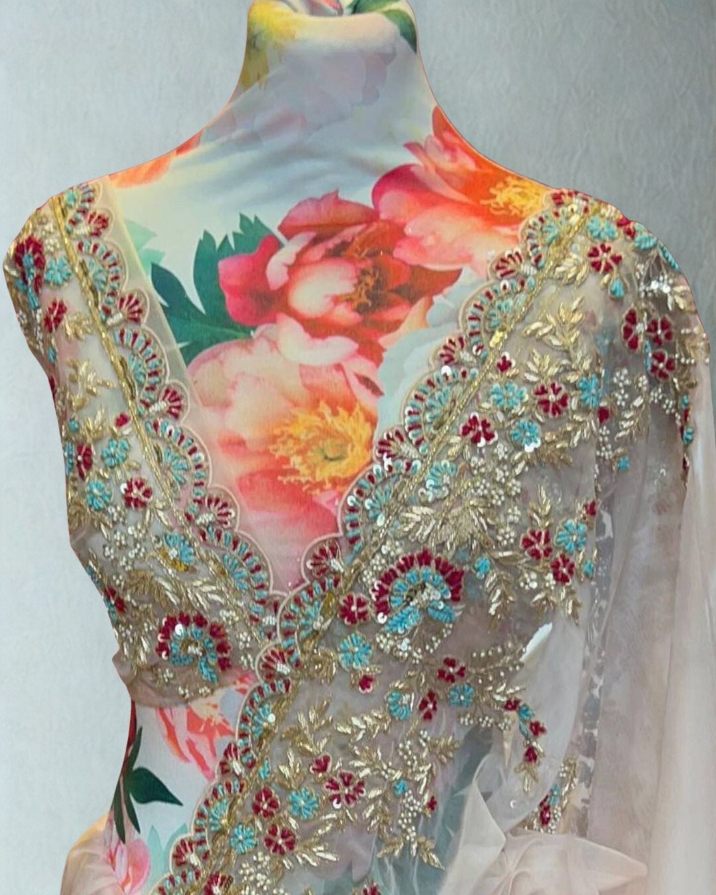 Light Pink Organza Silk Saree And Unstitched Blouse