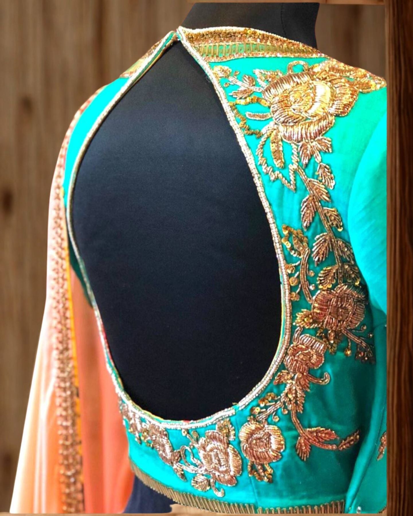 Peach Satin Saree With Zari Work