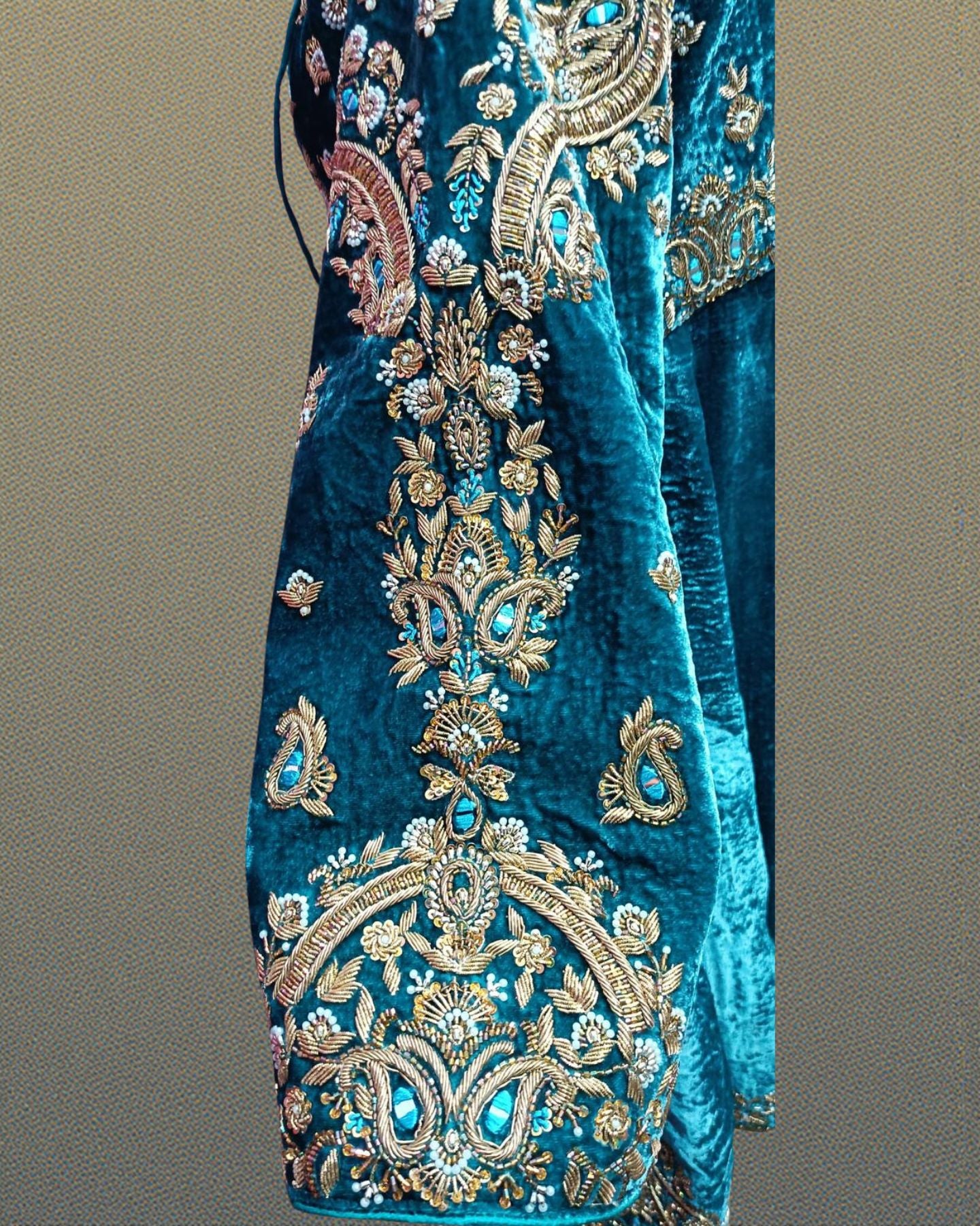 Blue Velvet Zari Embroidered Anarkali Suit