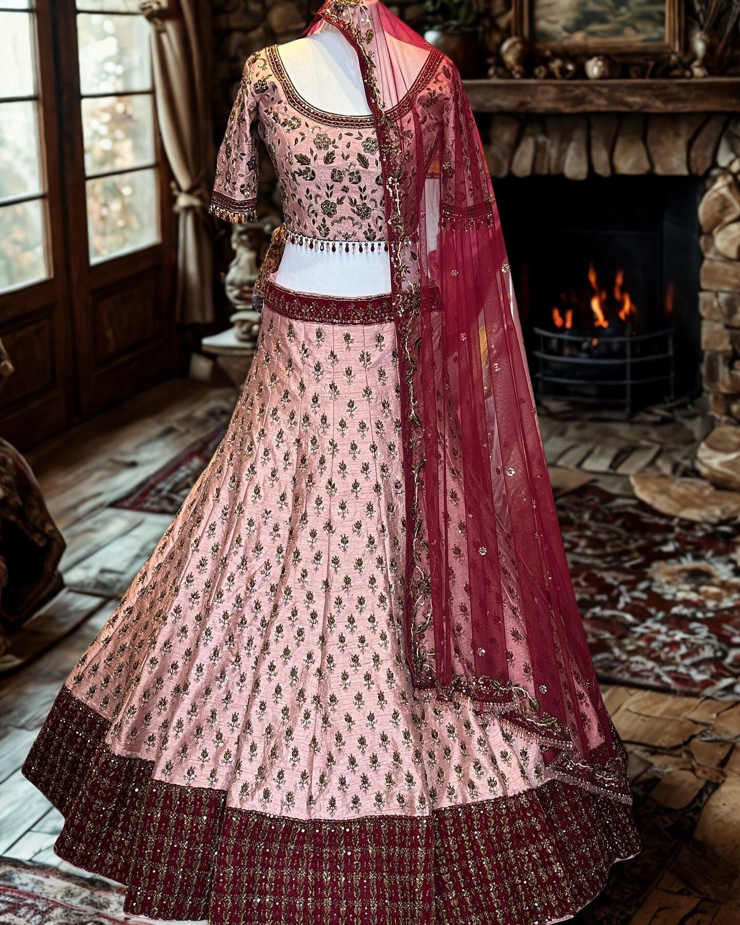 Blush Pink Zari Embroidered Lehenga