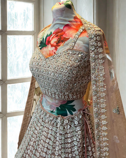 Copper Designer Lehenga