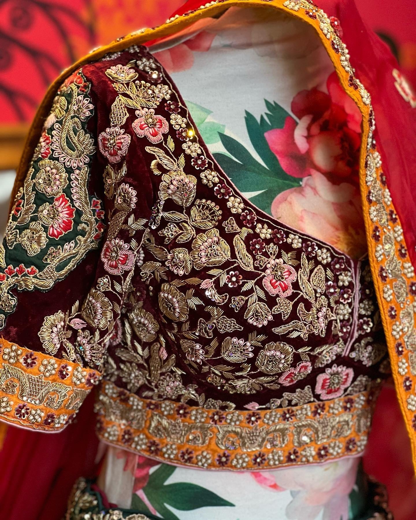 Enchanted Emerald Velvet Bridal Lehenga