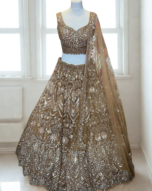 Gold Net Designer Lehenga