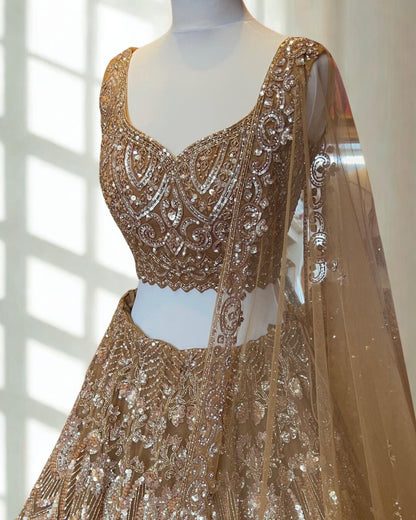 Gold Net Designer Lehenga