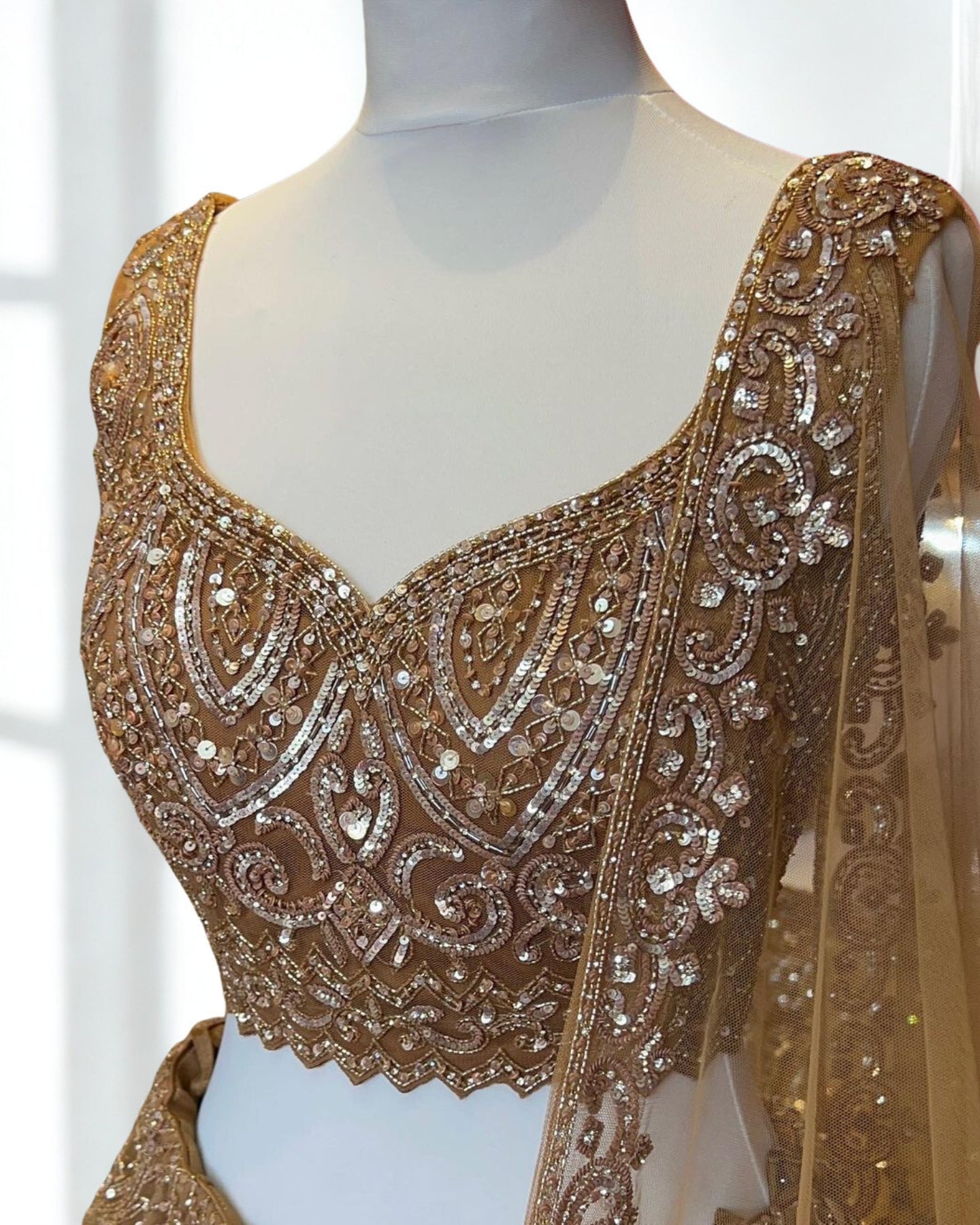 Gold Net Designer Lehenga