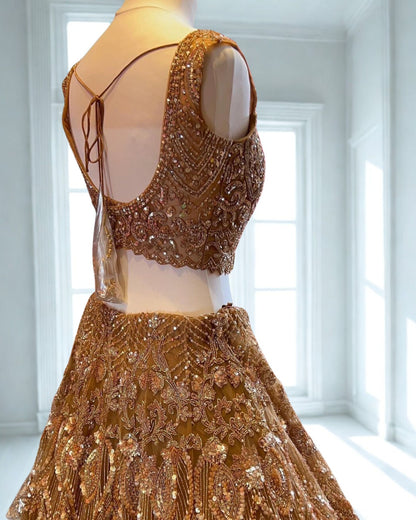 Gold Net Designer Lehenga