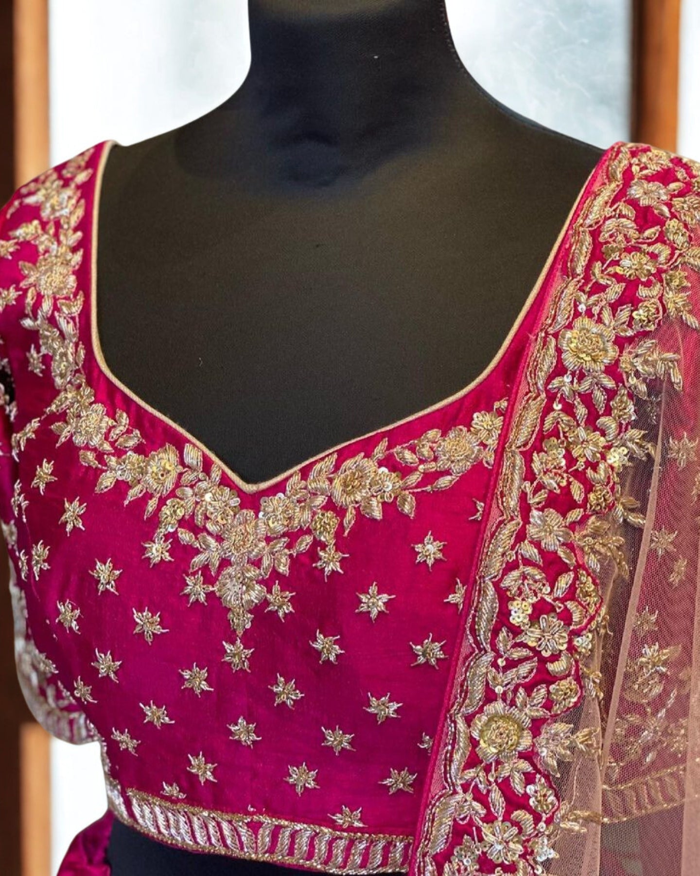 Hot Pink Silk Lehenga
