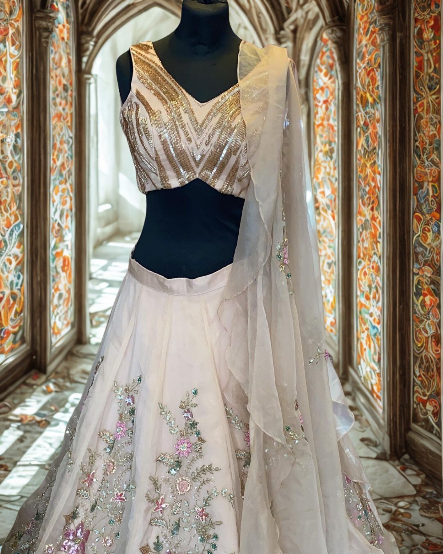 Indian Fusion Light Pink Lehenga