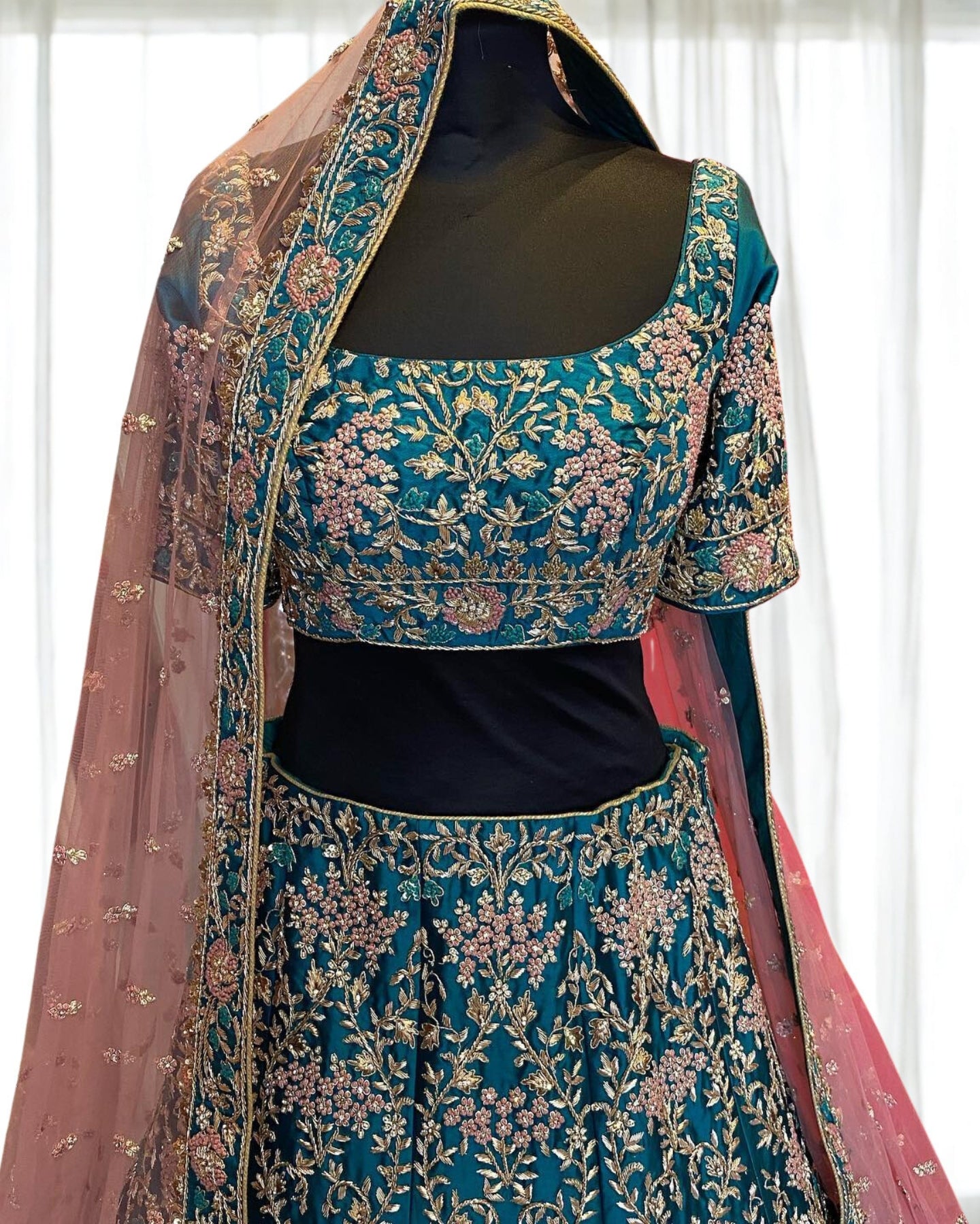 Lake Blue Silk Lehenga