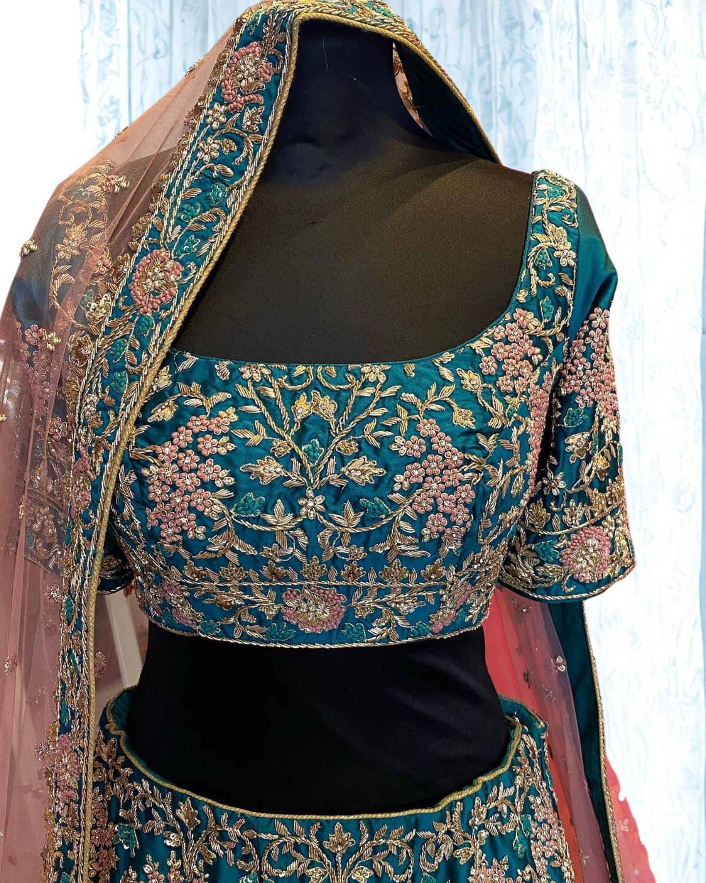 Lake Blue Silk Lehenga