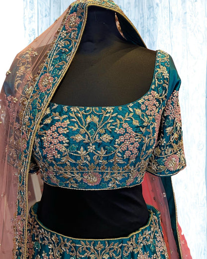 Lake Blue Silk Lehenga