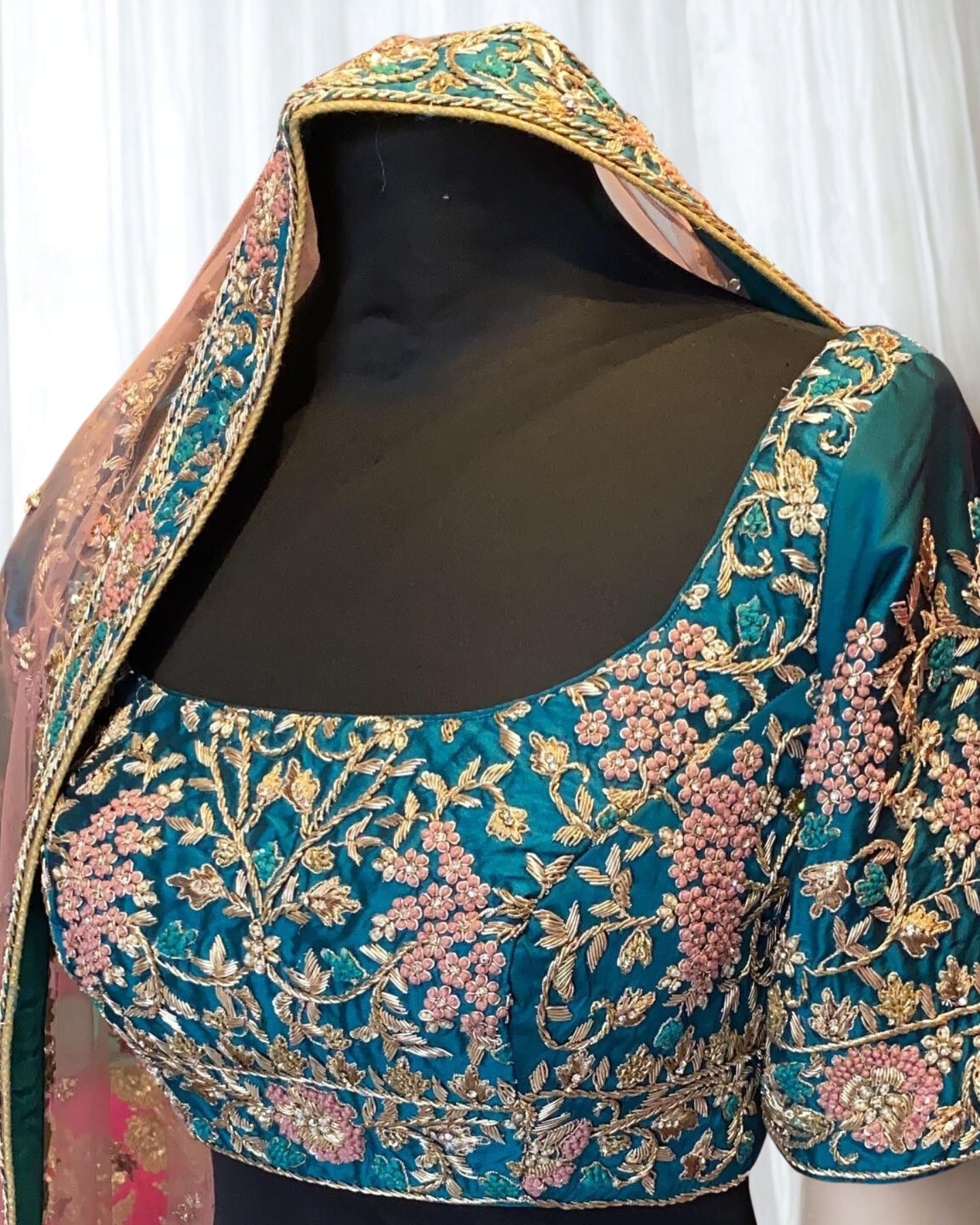 Lake Blue Silk Lehenga