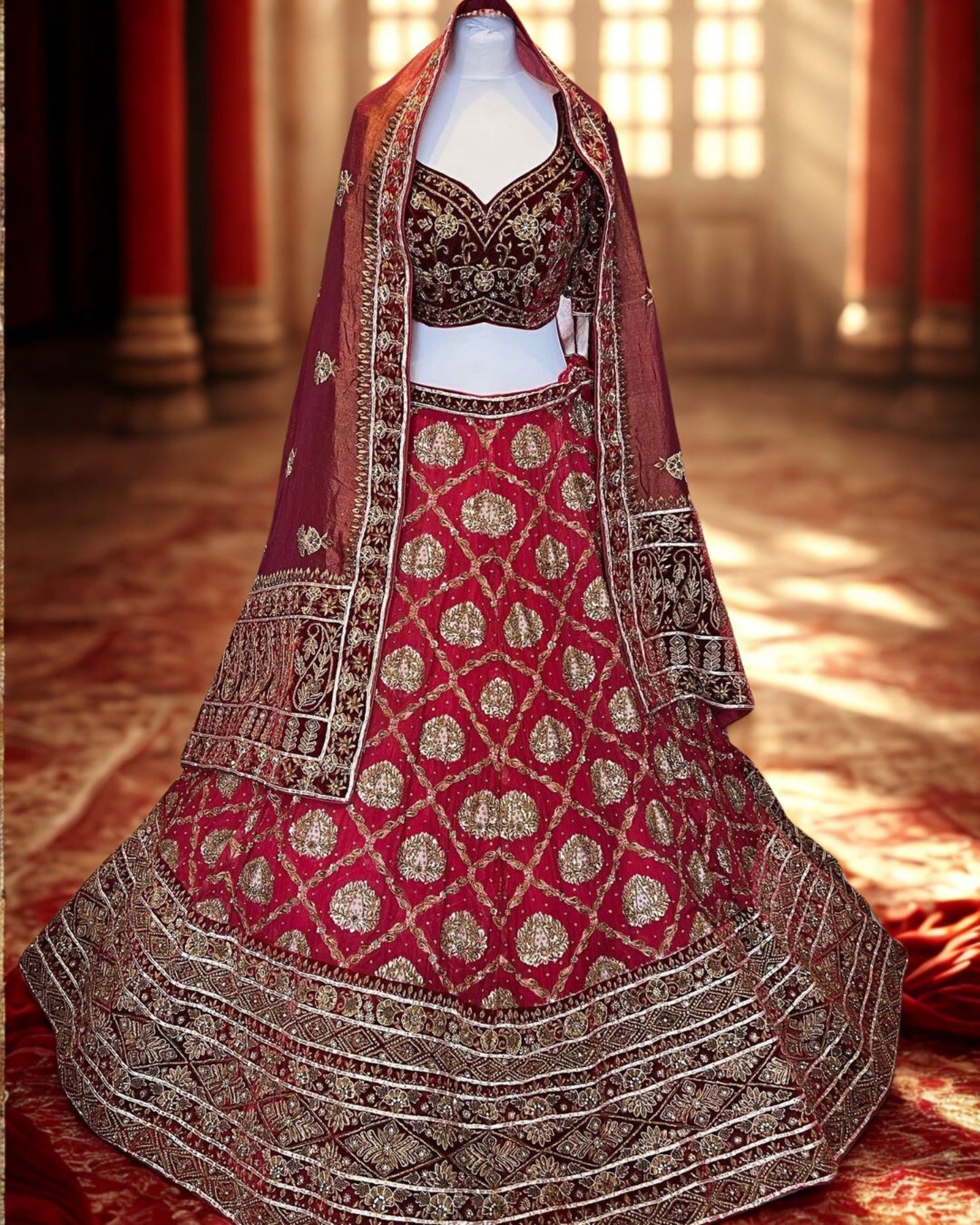 Maroon Bridal Designer Lehenga Choli