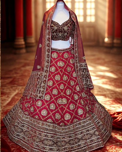 Maroon Bridal Designer Lehenga Choli