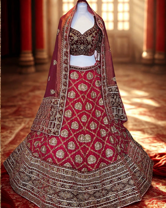 Maroon Bridal Designer Lehenga Choli