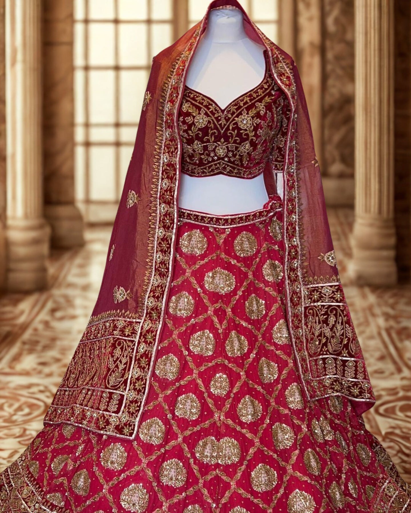Maroon Bridal Designer Lehenga Choli