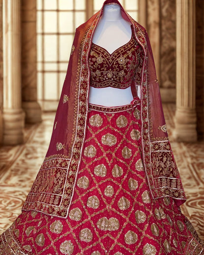 Maroon Bridal Designer Lehenga Choli