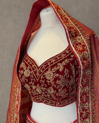 Maroon Bridal Designer Lehenga Choli