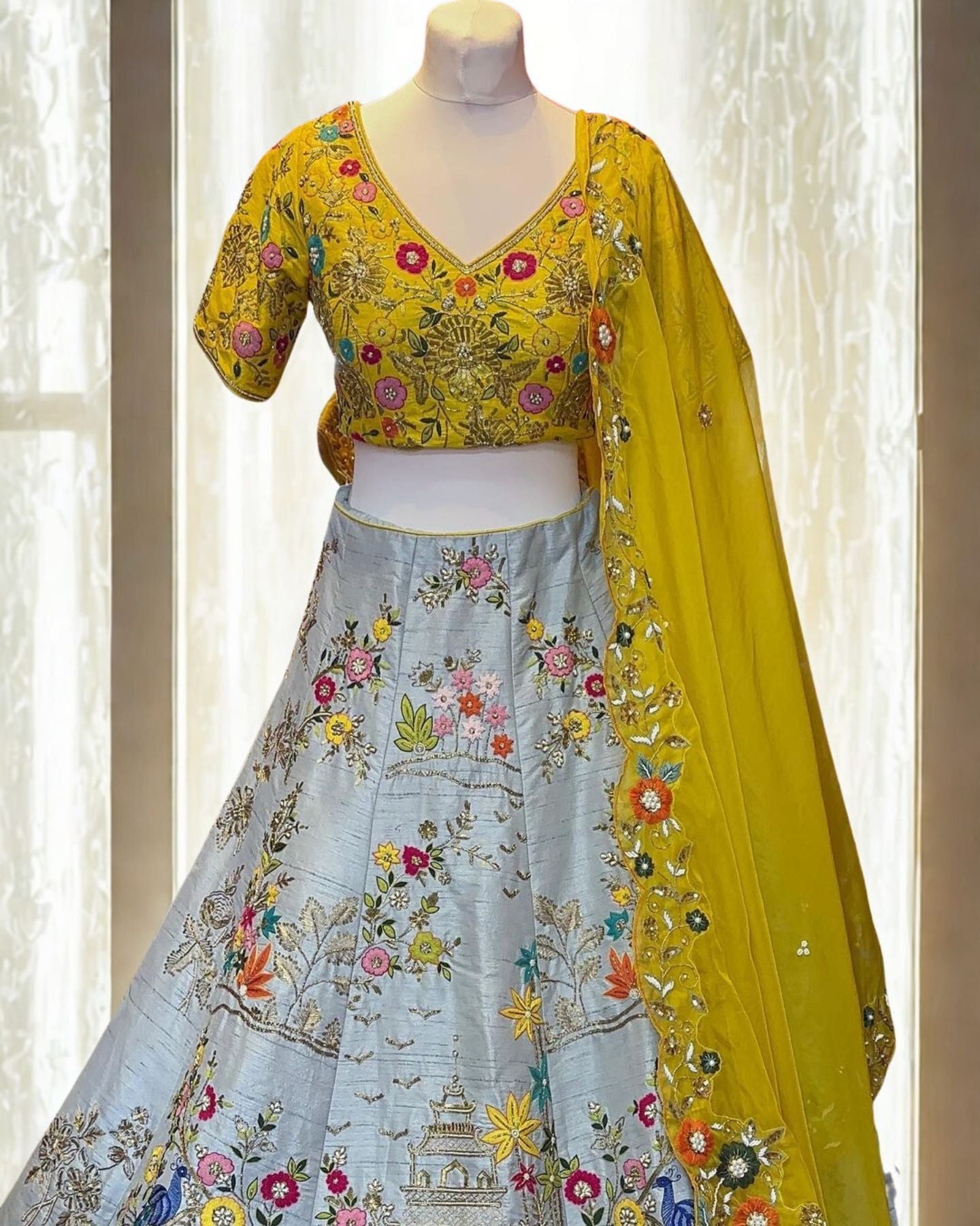 Multi-Coloured Lehenga With Floral Motifs