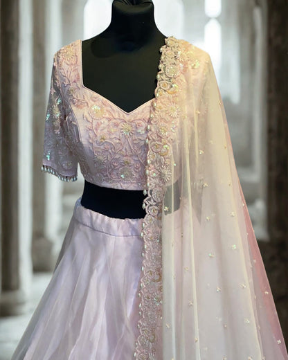 Off White Party Wear Lehenga