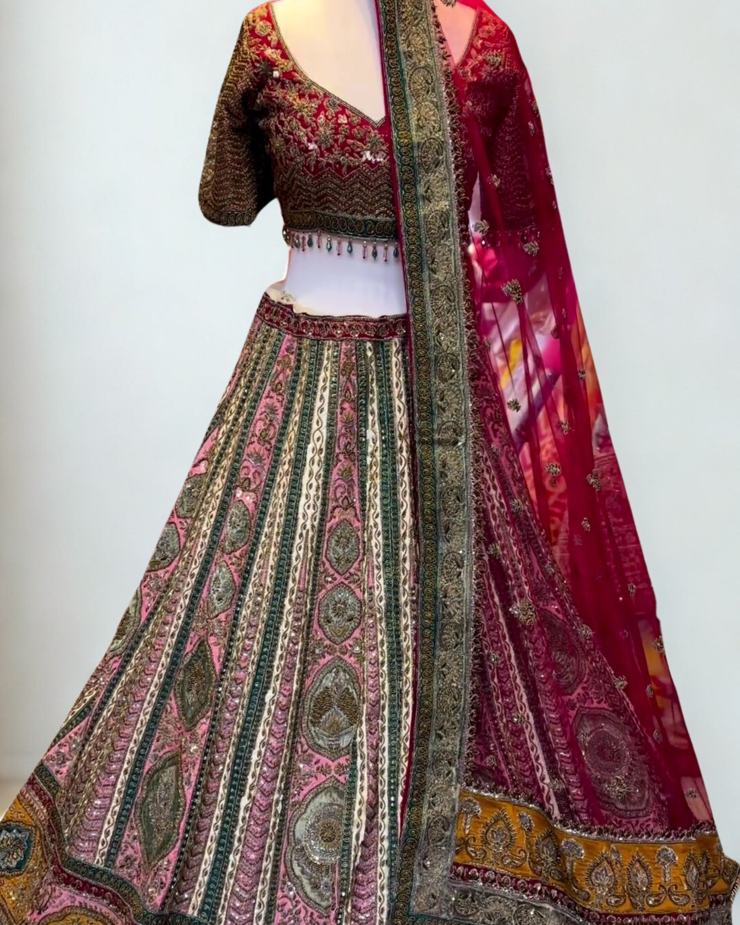 Olive Green Bridal Lehenga