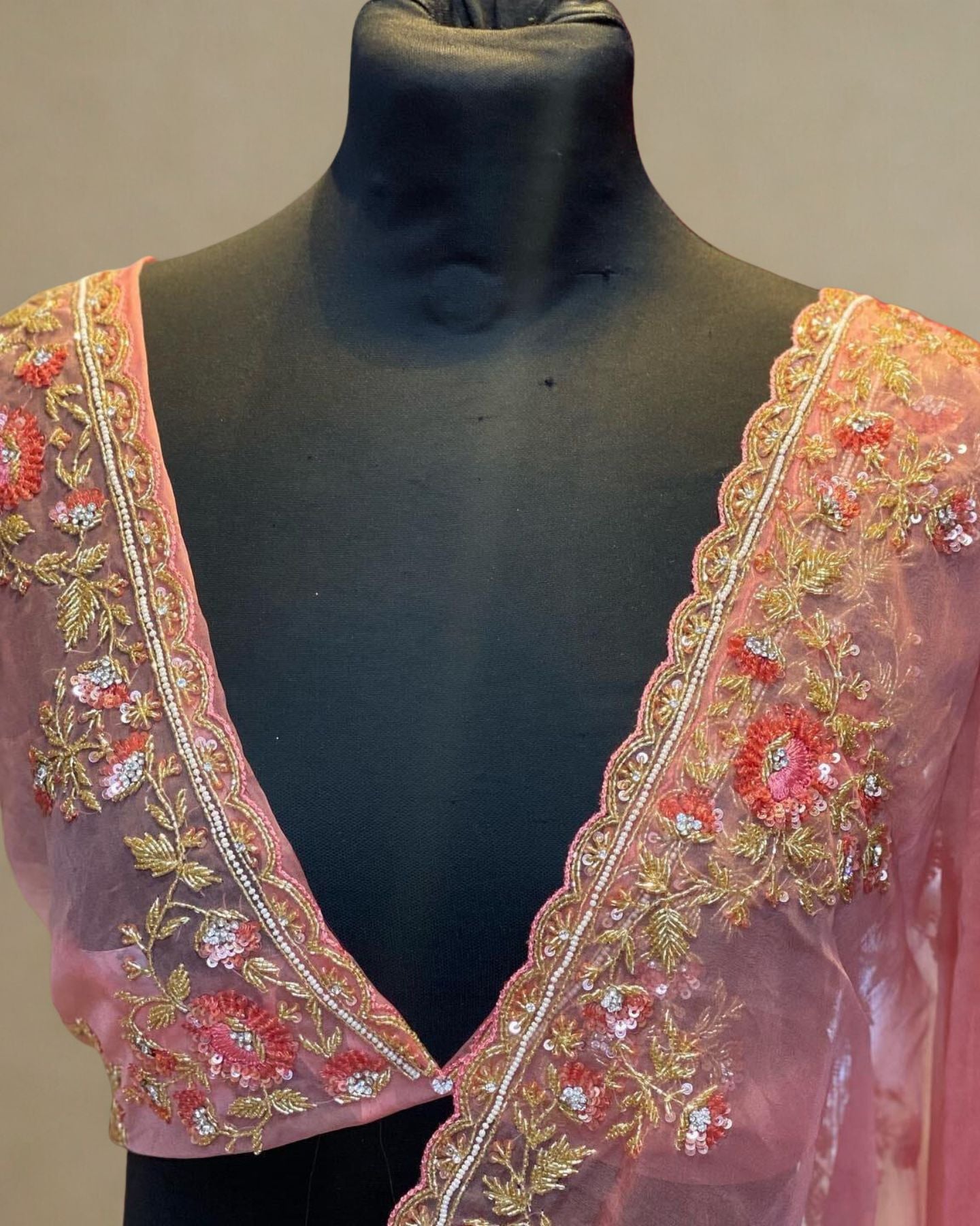 Pink Net Saree With Embroidery Border And Unstitched Blouse
