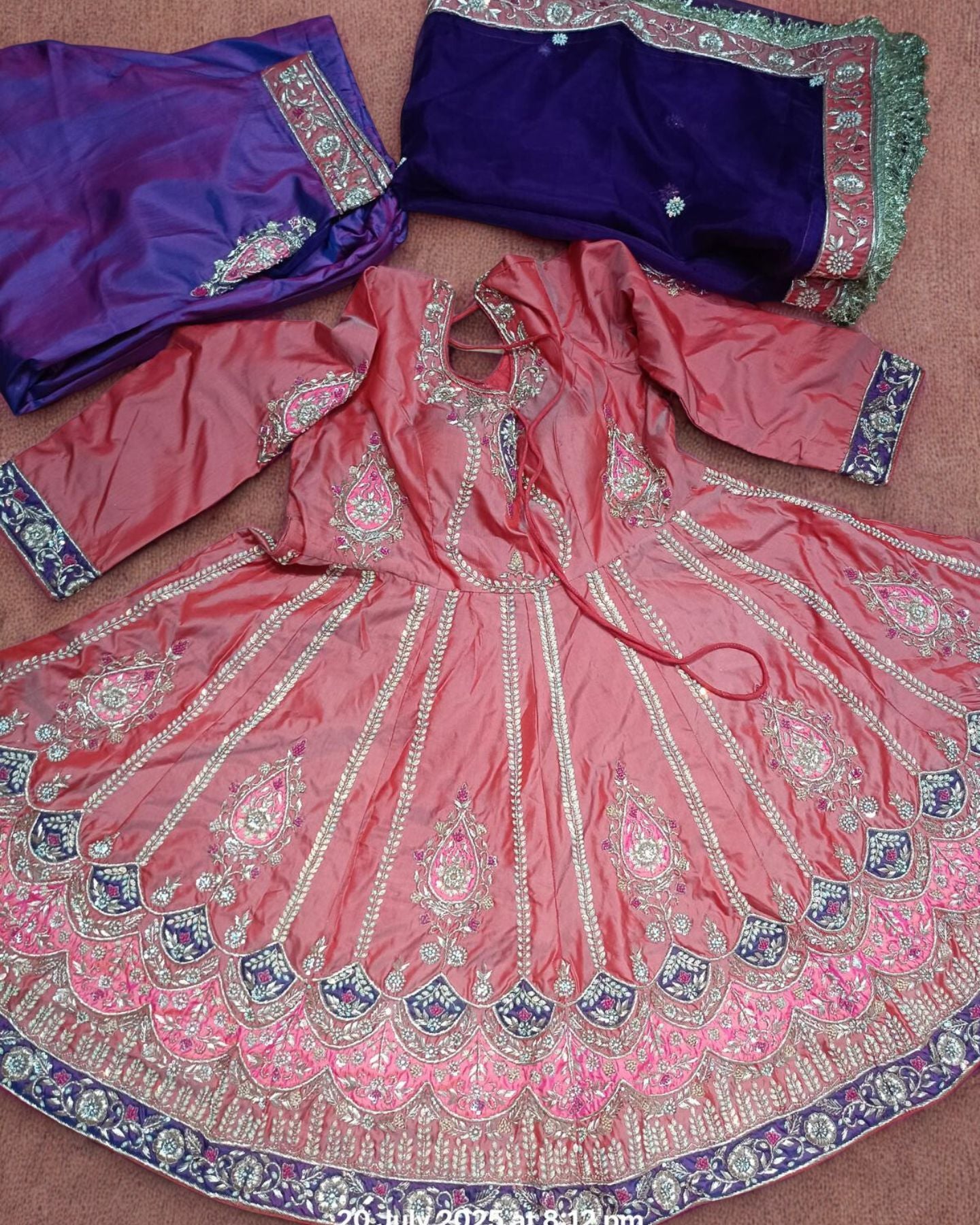 Pink Satin Anarkali Suit With Cutdana And Sequins Work