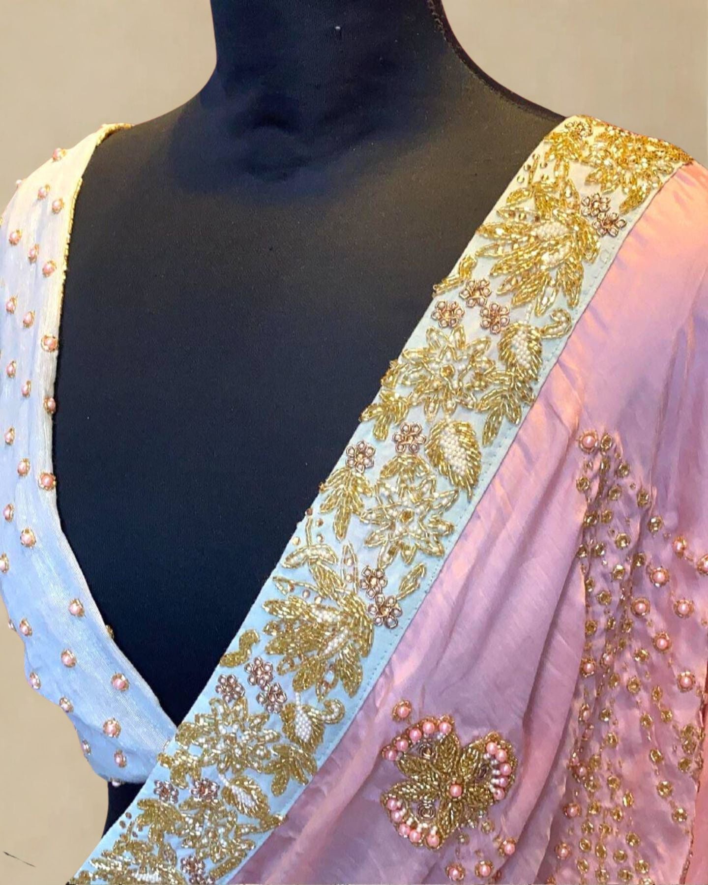 Pink Satin Silk Saree With Unstitched Blouse