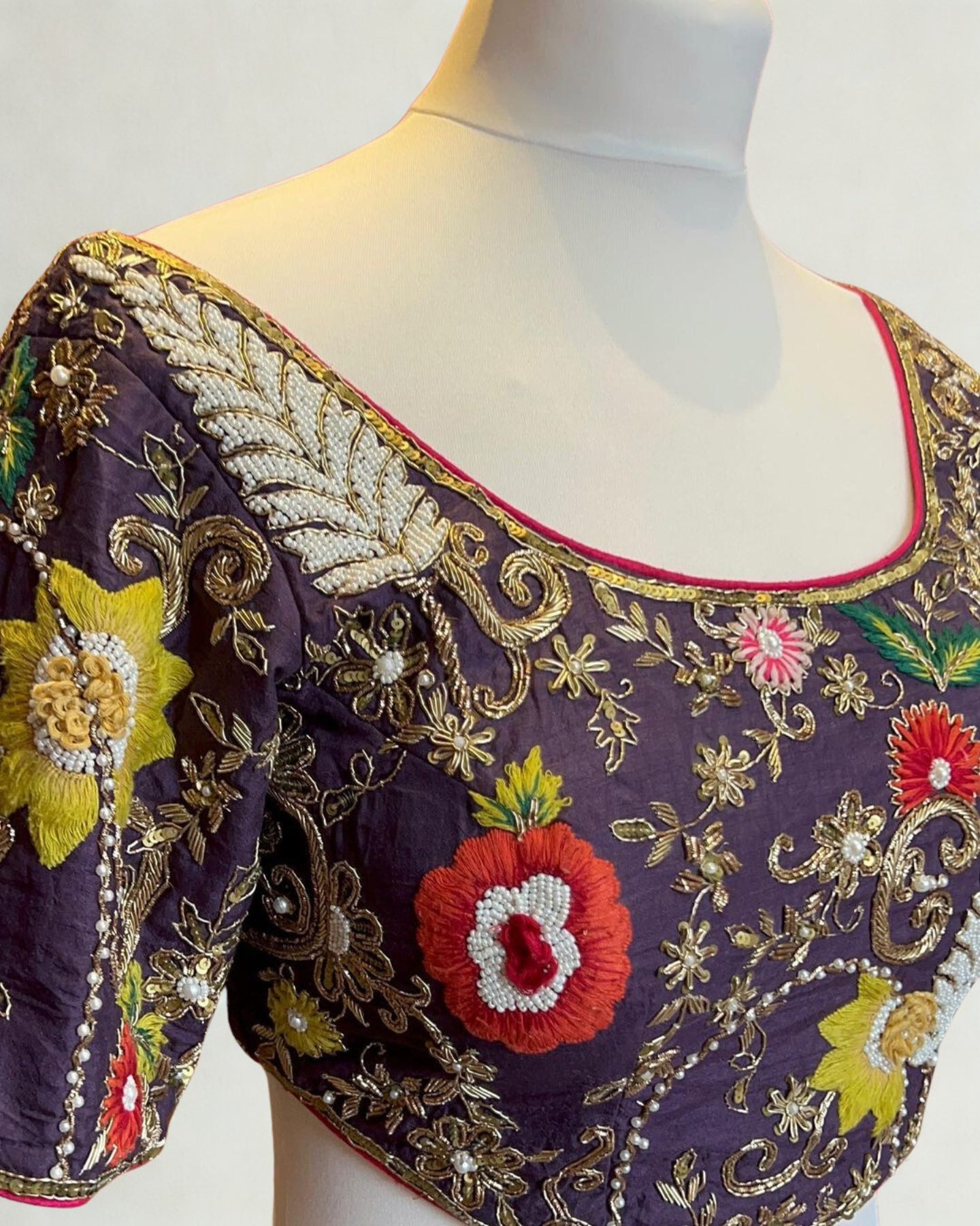 Purple Floral Embroidered Lehenga