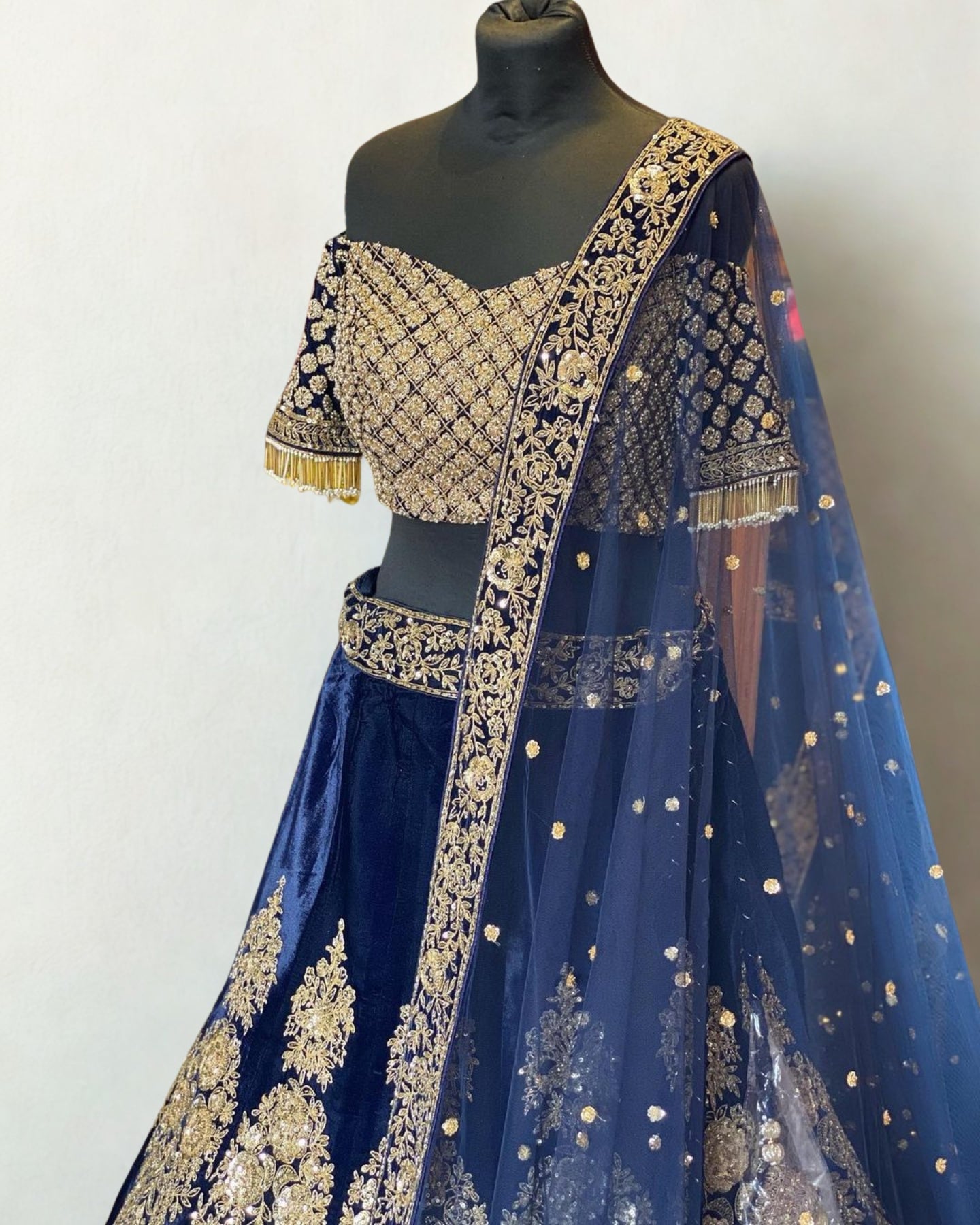 Royal Blue Flare Raw Silk Lehenga Set