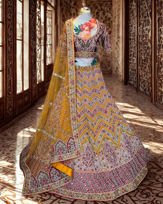 Sunlit Amber Raw Silk Lehenga Set