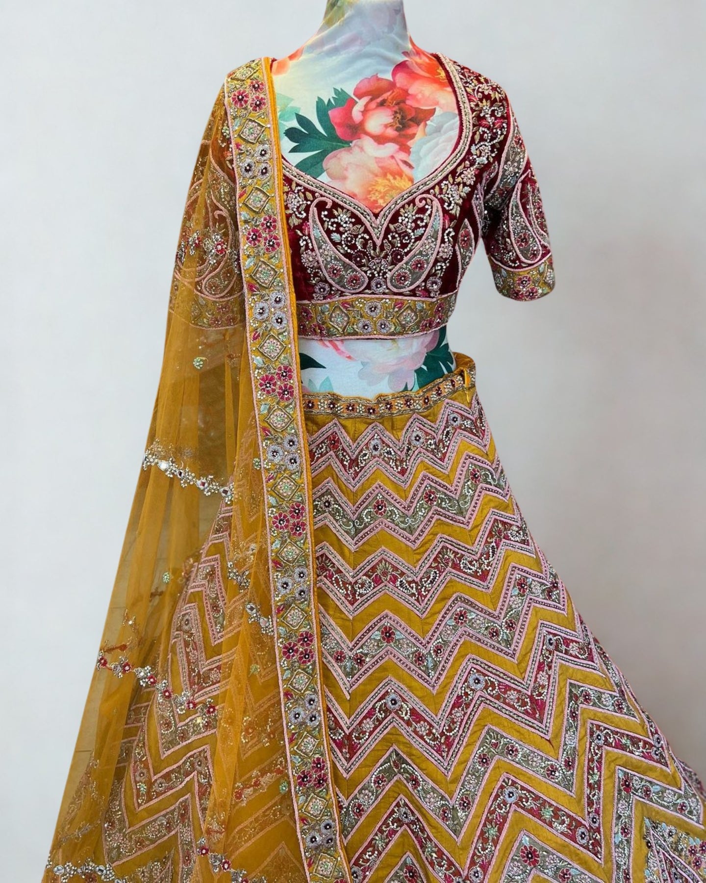 Sunlit Amber Raw Silk Lehenga Set