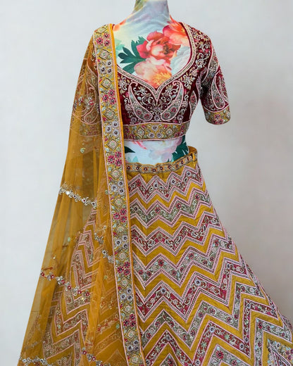 Sunlit Amber Raw Silk Lehenga Set