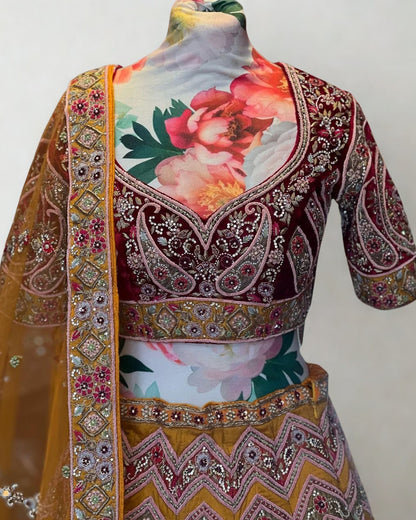 Sunlit Amber Raw Silk Lehenga Set