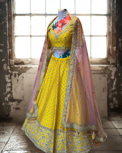 Yellow Designer Embroidered Lehenga