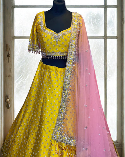 Yellow Designer Embroidered Lehenga